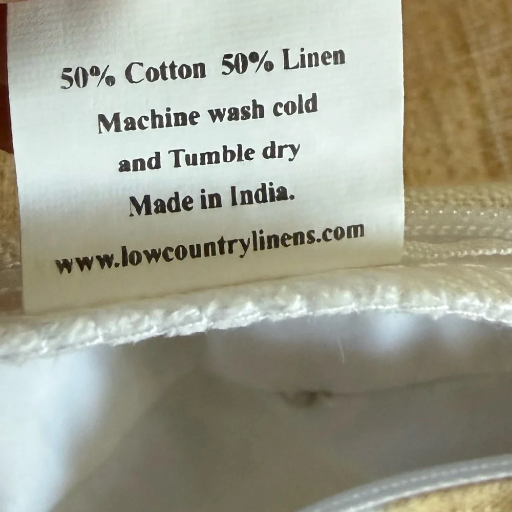 Low Country Linens Natural Sunburst Accent Linen Blend  Pillow Cover 22” Square